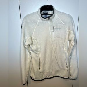 Patagonia white Mixed Media fuzzy zip jacket size Medium